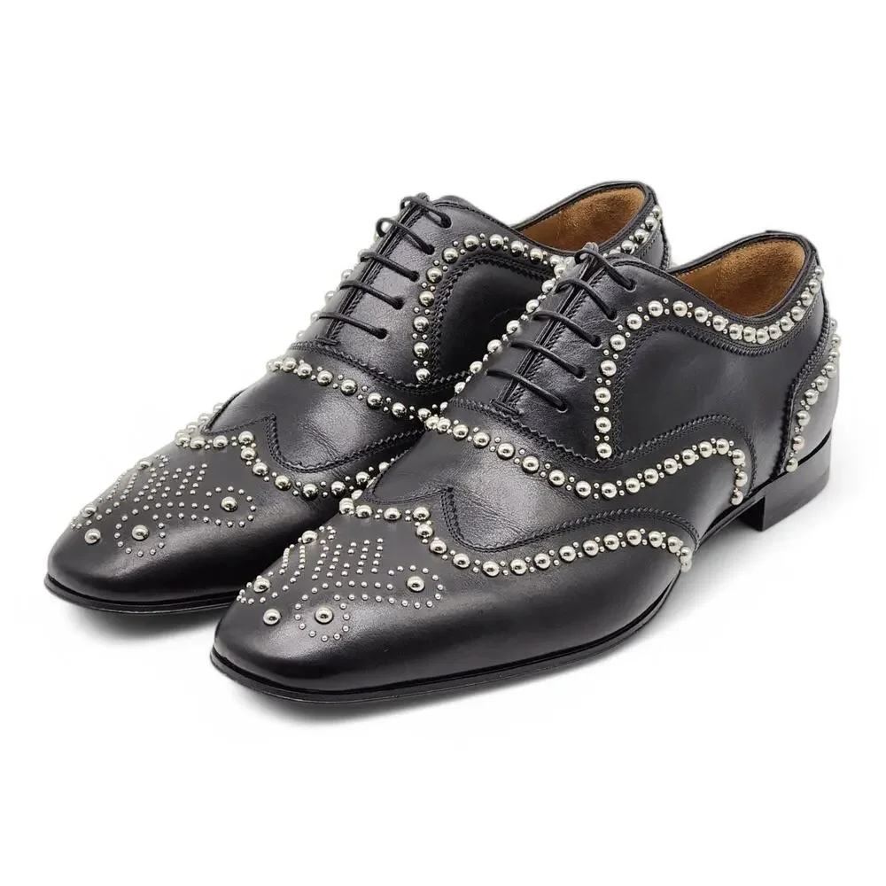 Christian Louboutin Charlie Clou Studded OxfordS - Leather - Black 42 9US $1395