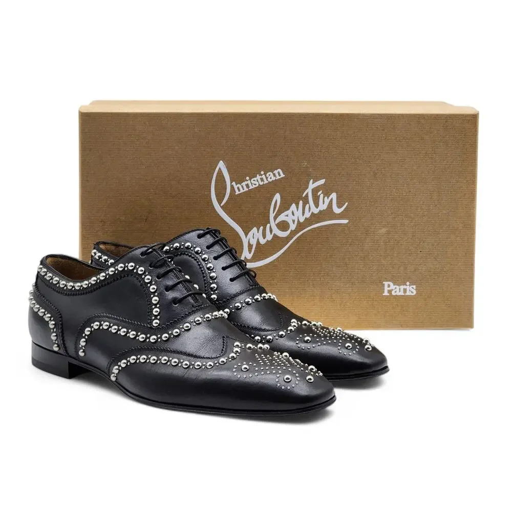 Christian Louboutin Charlie Clou Studded OxfordS - Leather - Black 42 9US $1395