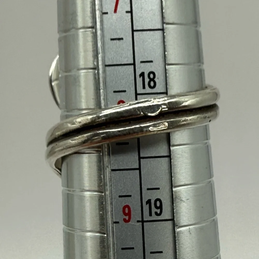 Navajo Sterling Silver Feather Wrap Ring by Etta Berim Twin Turquoise Cabochons