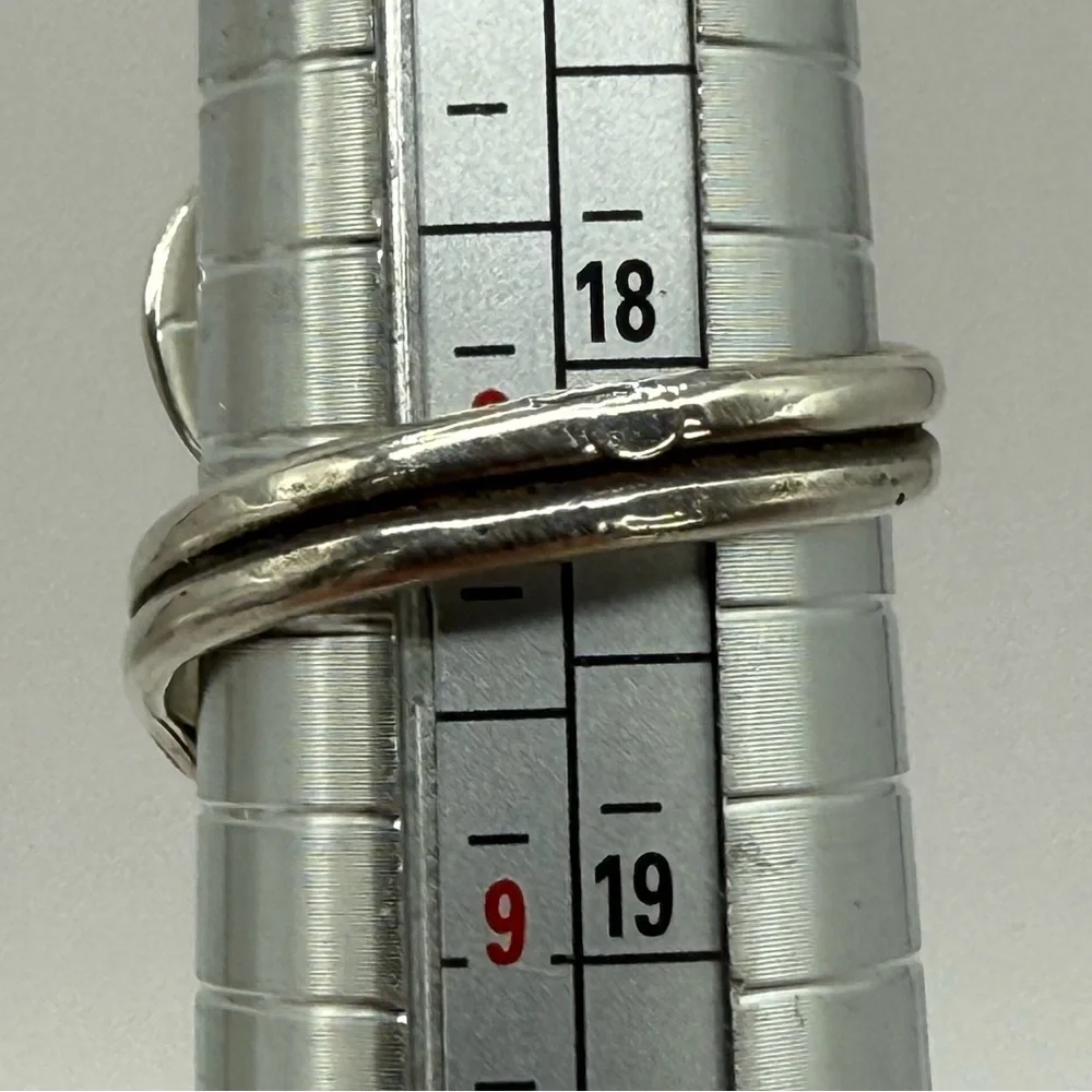 Navajo Sterling Silver Feather Wrap Ring by Etta Berim Twin Turquoise Cabochons