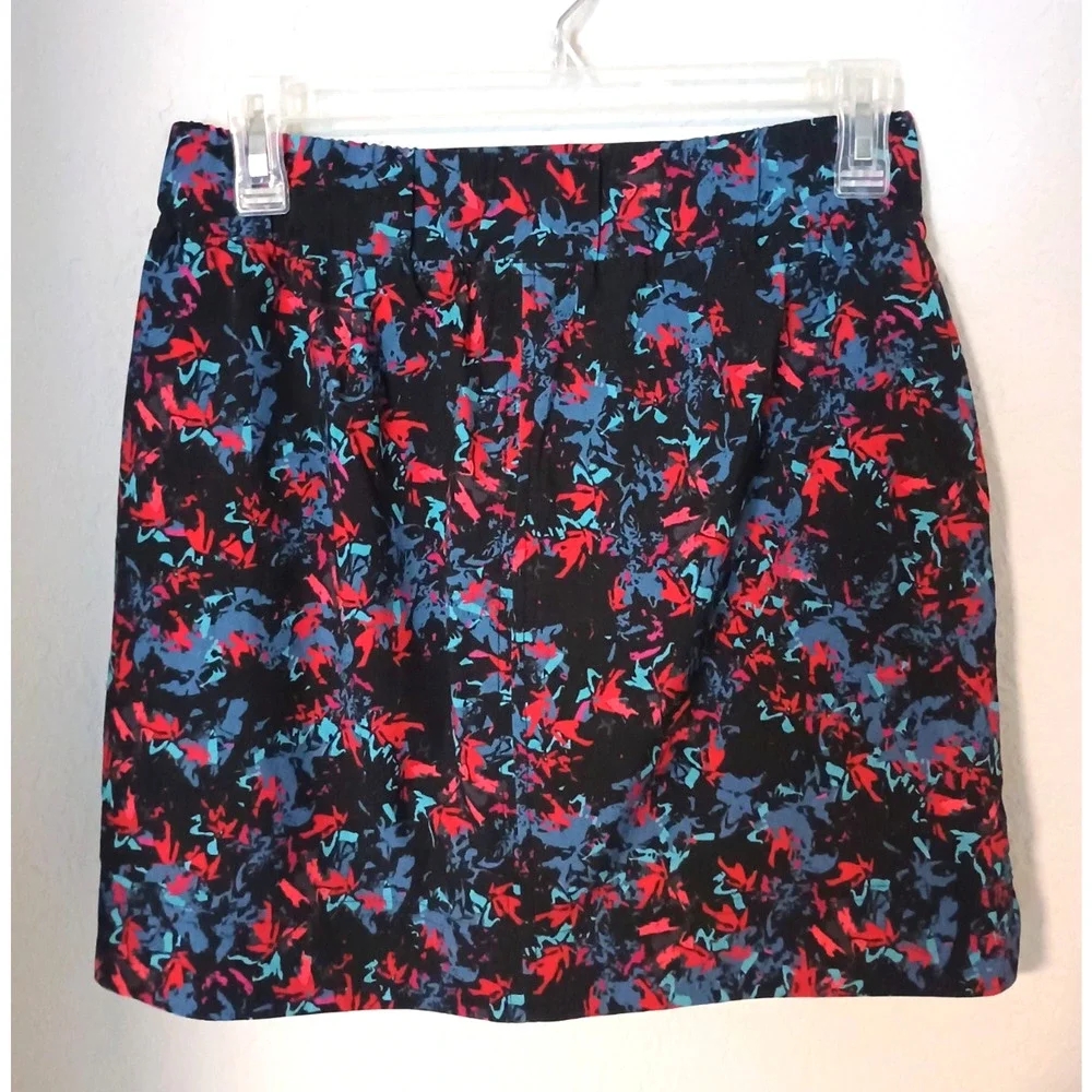 J. Jill Fit Blue Red Abstract Print Skort Tennis Pickleball Hiking Petite Sz XSP