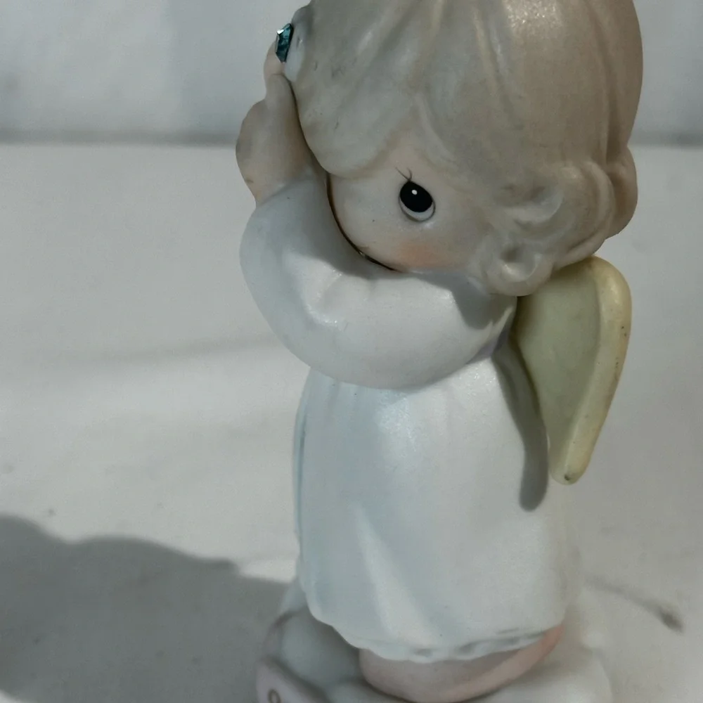 Precious Moments March Angel Figurine - White and Cream