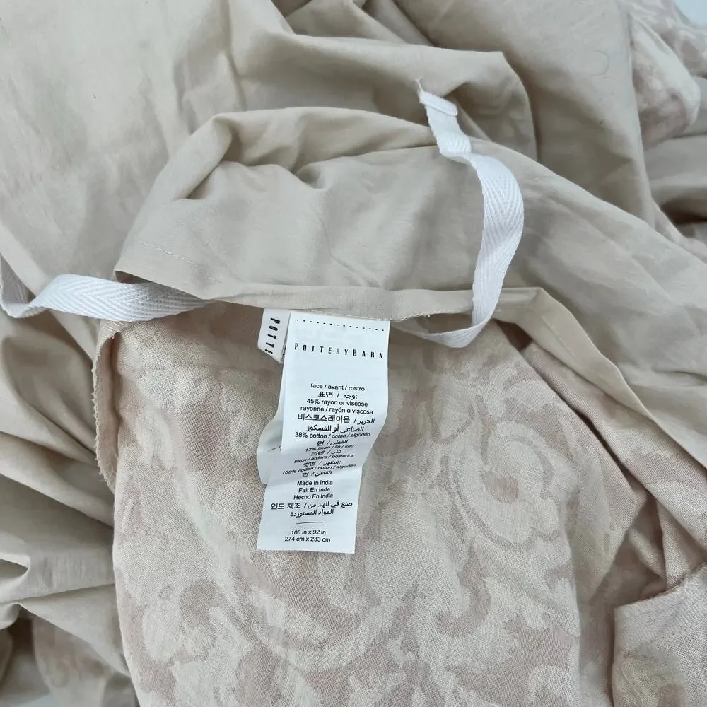 Pottery Barn Jacquard Medallion King Duvet Cover Blush Pink / Cream