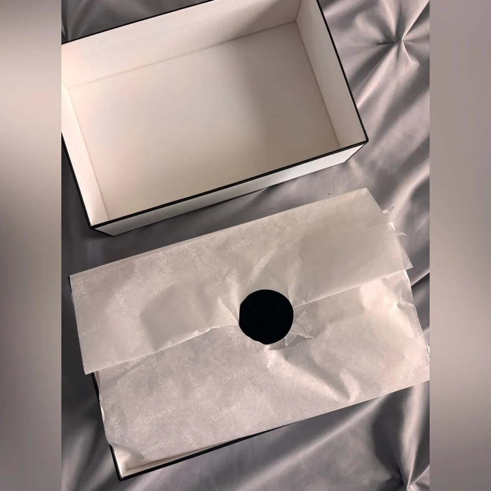 Chanel White Gift Box with Tissue Paper and Sticker Empty
