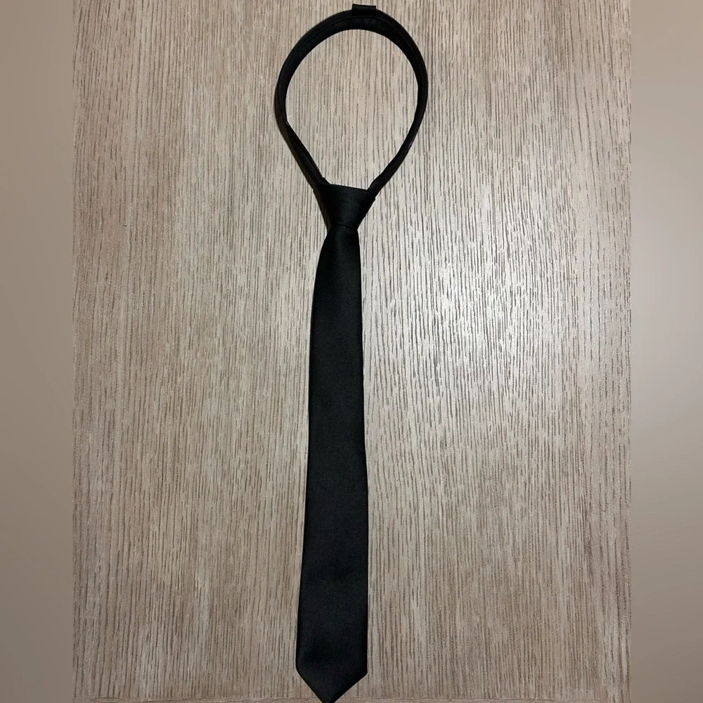 Black N Bianco Slim Black Neck Tie - Classic Solid (2” wide)