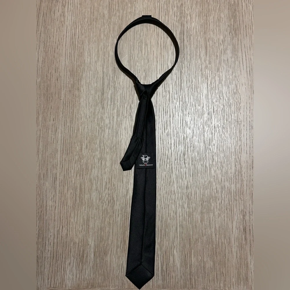 Black N Bianco Slim Black Neck Tie - Classic Solid (2” wide)