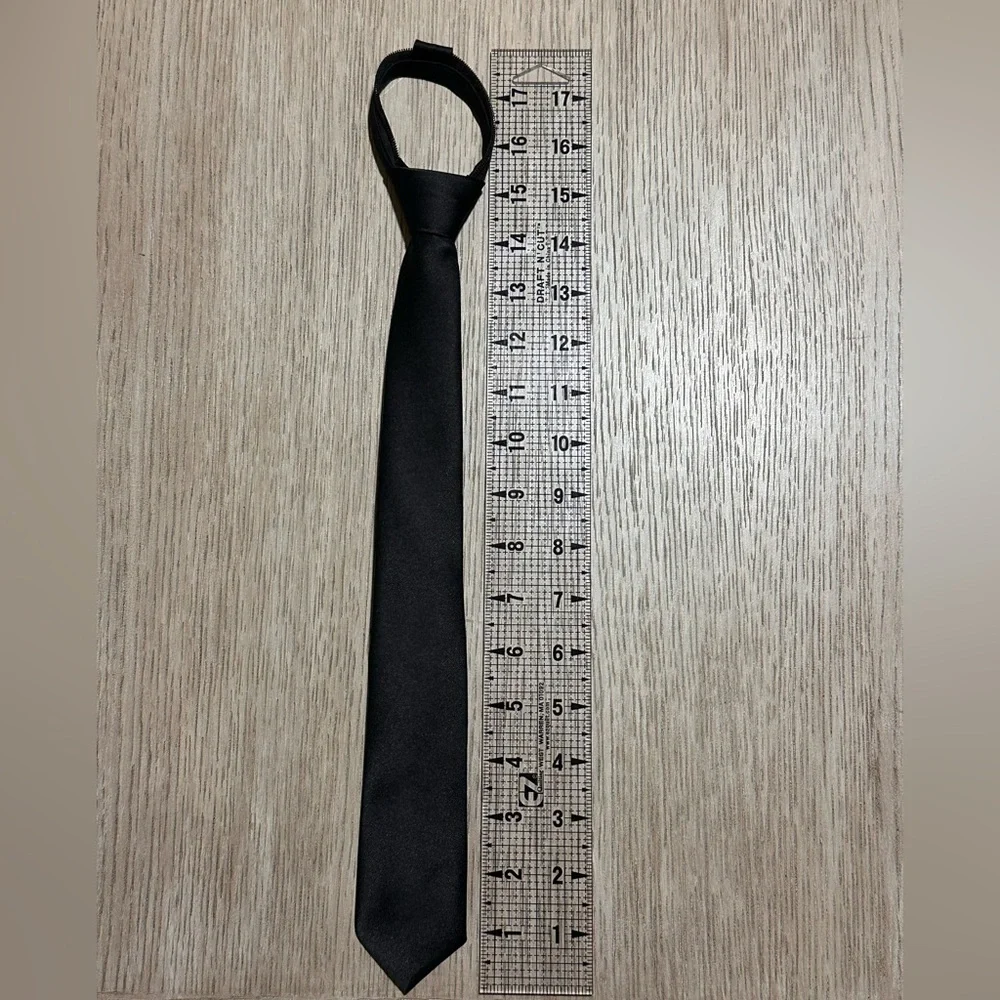 Black N Bianco Slim Black Neck Tie - Classic Solid (2” wide)