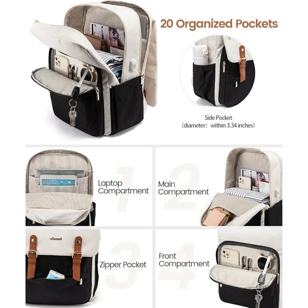 ✨Men's White Laptop Backpack Travel Purse Large Computer Backpack Fashion Bag