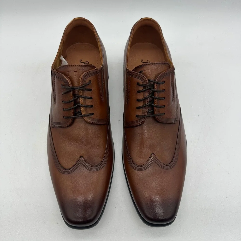 Florsheim 15181 Postino WT OX Mens Size 9.5 D Cognac Leather Wingtip Dress Shoes