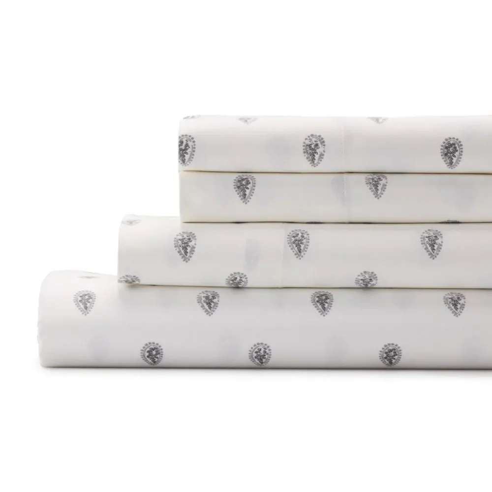 Sonoma White Paisley Twin Sheet Set