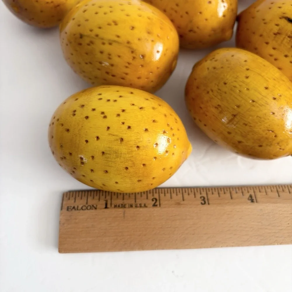 Lot Of 12 Wood Lemons Faux Fruit 2.5-3
