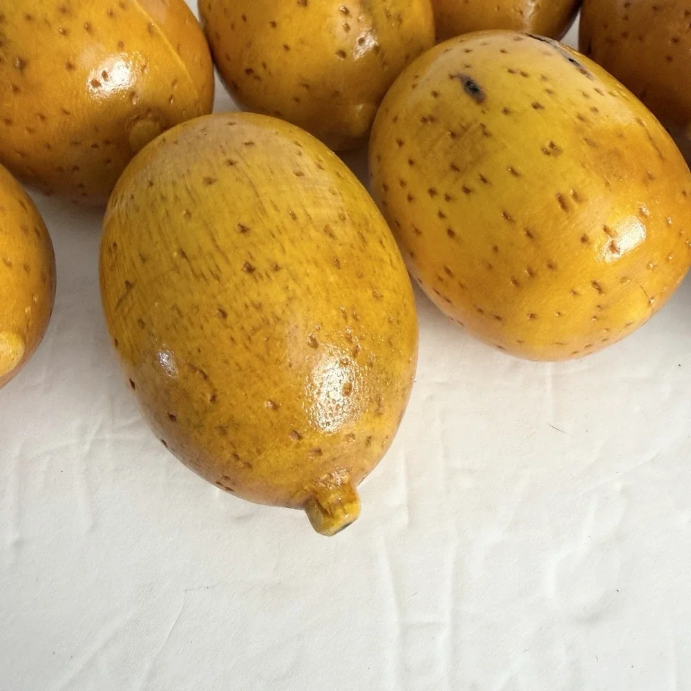 Lot Of 12 Wood Lemons Faux Fruit 2.5-3
