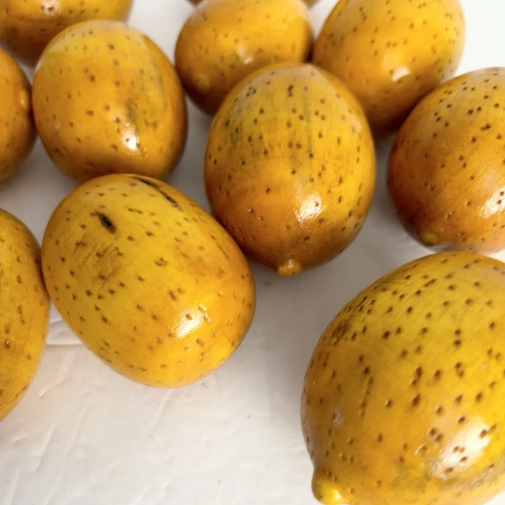 Lot Of 12 Wood Lemons Faux Fruit 2.5-3