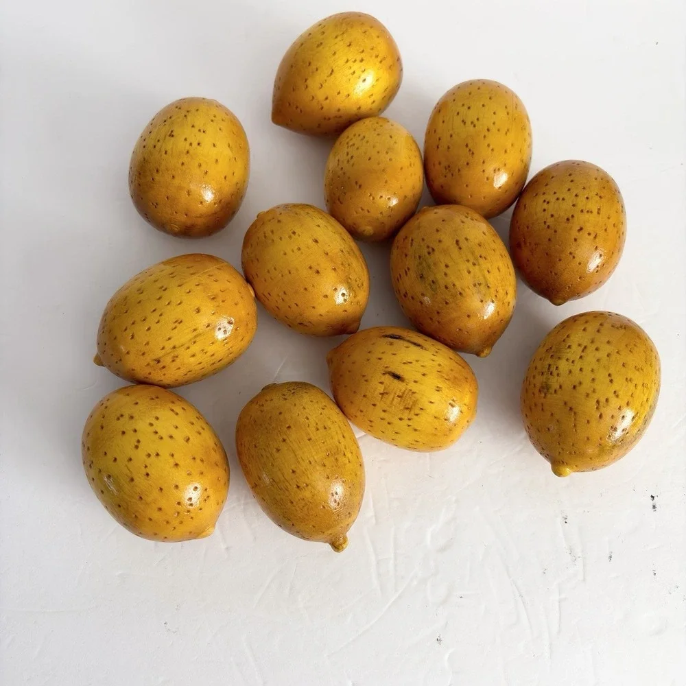 Lot Of 12 Wood Lemons Faux Fruit 2.5-3