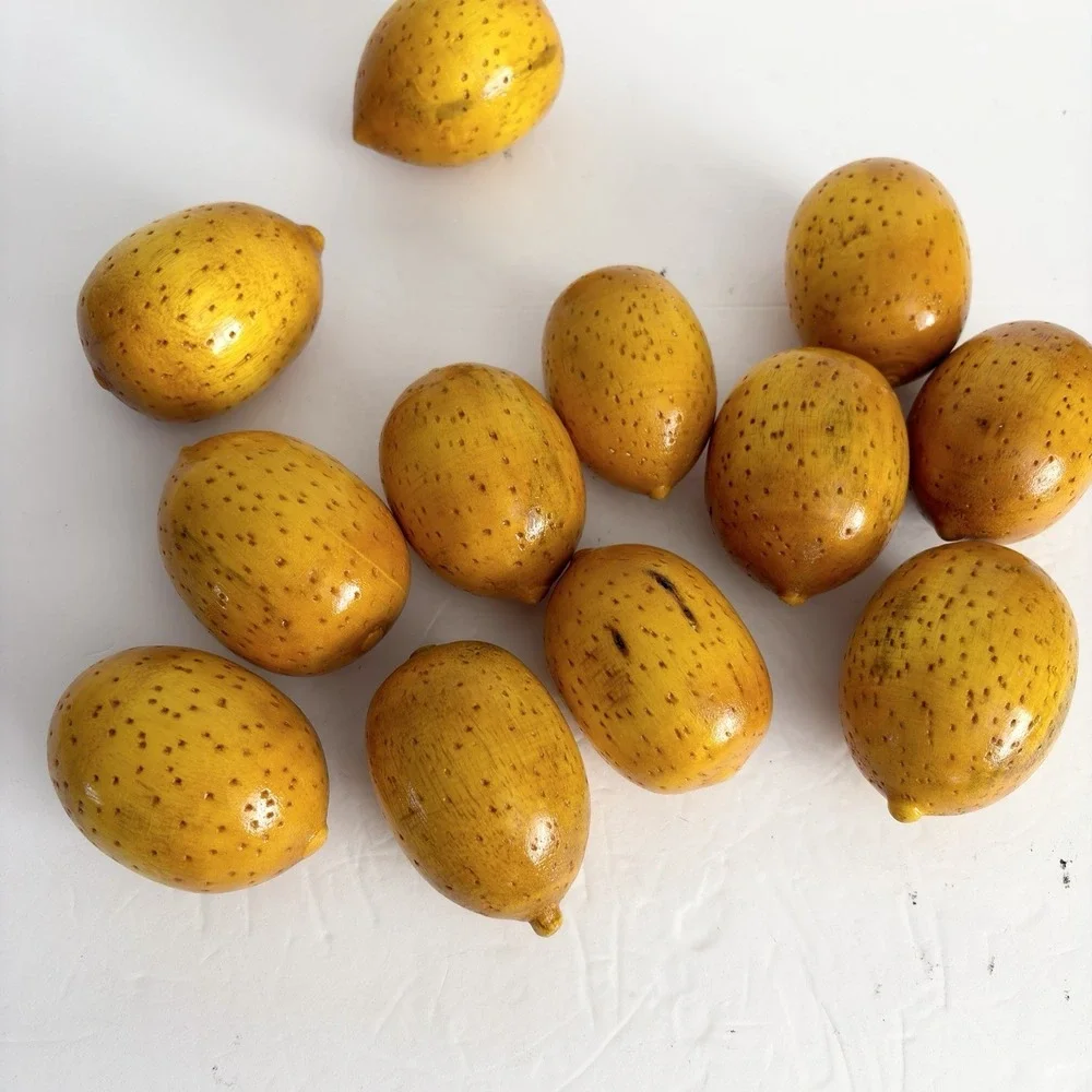 Lot Of 12 Wood Lemons Faux Fruit 2.5-3