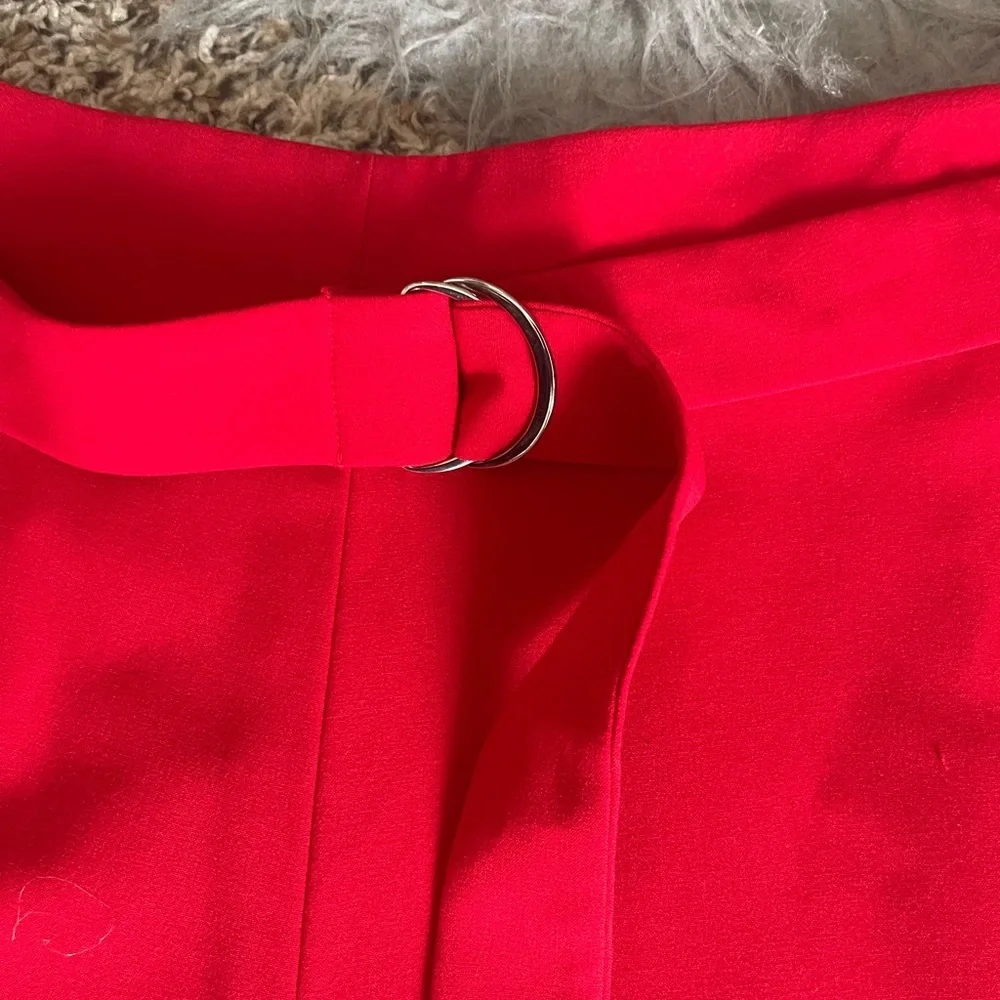 Nine West Bright Red A-Line Belted Skirt
