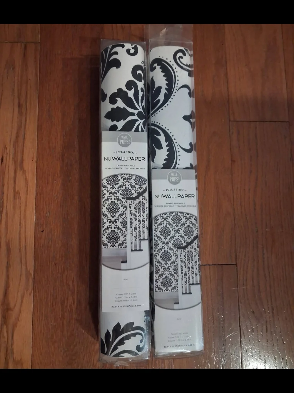 Black & White Peel and Stick NuWallpaper - Damask Pattern