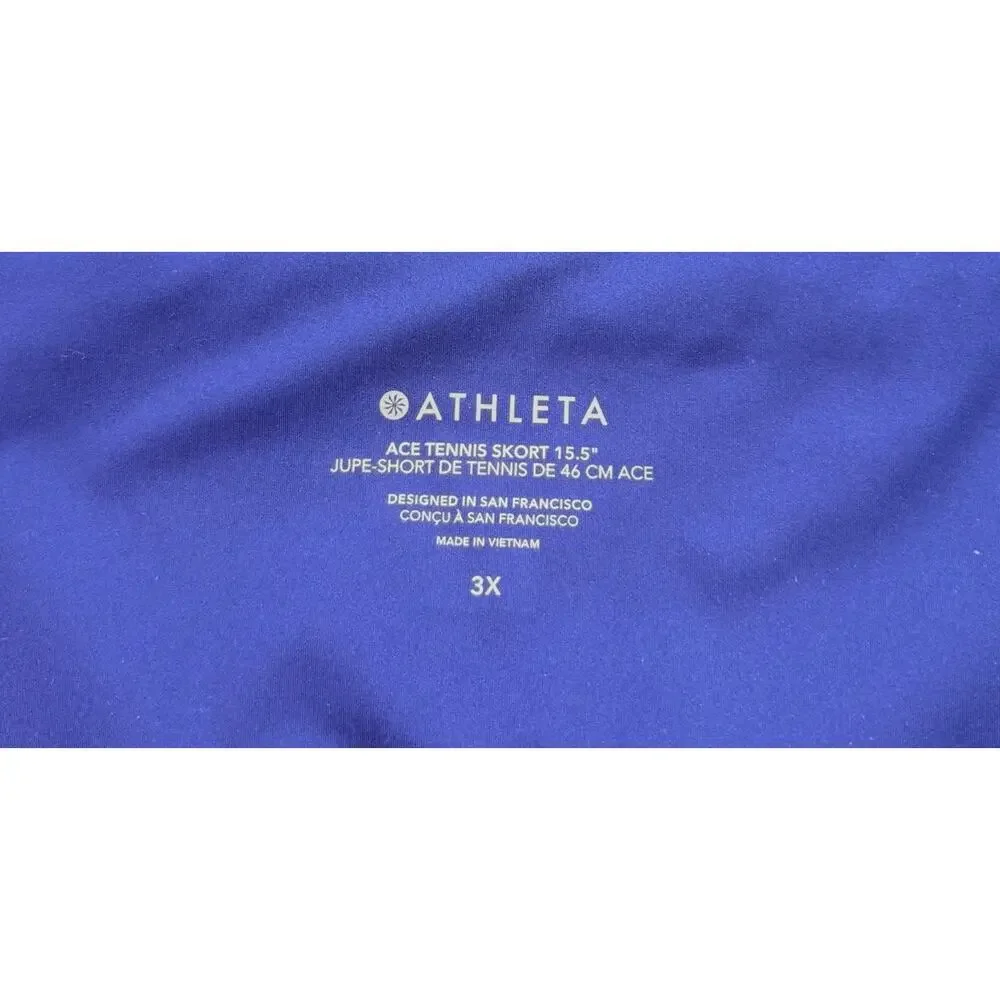 Athleta Ace Tennis Skort Navy Blue Sporty Stretch Pockets Size 3X