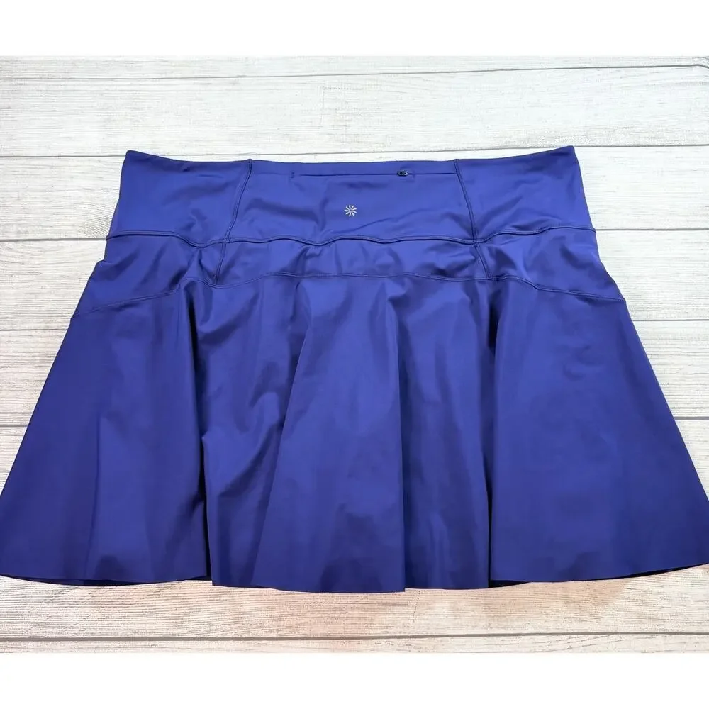 Athleta Ace Tennis Skort Navy Blue Sporty Stretch Pockets Size 3X