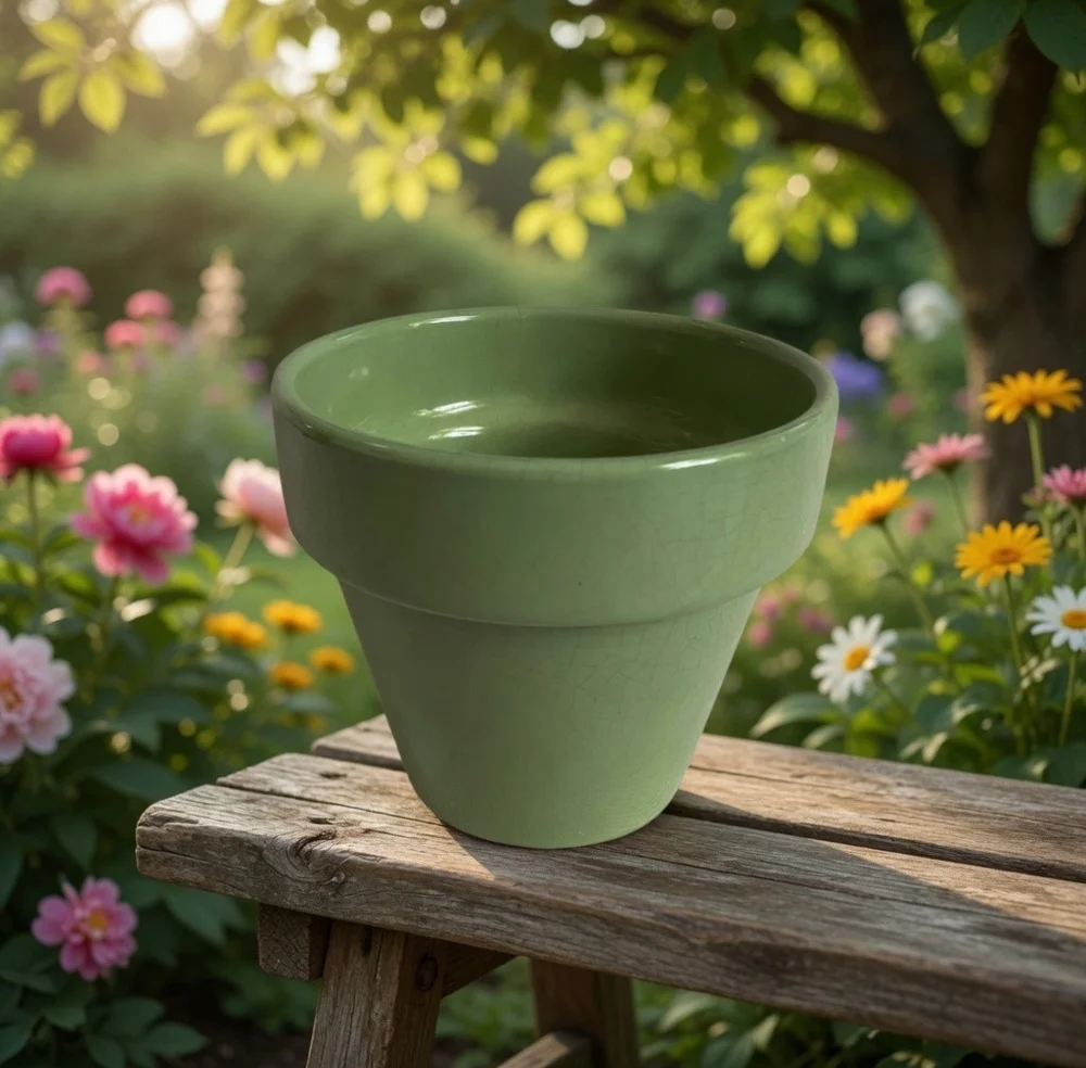 Norcal Sage Green Glazed Ceramic Flower Pot Planter 5.5