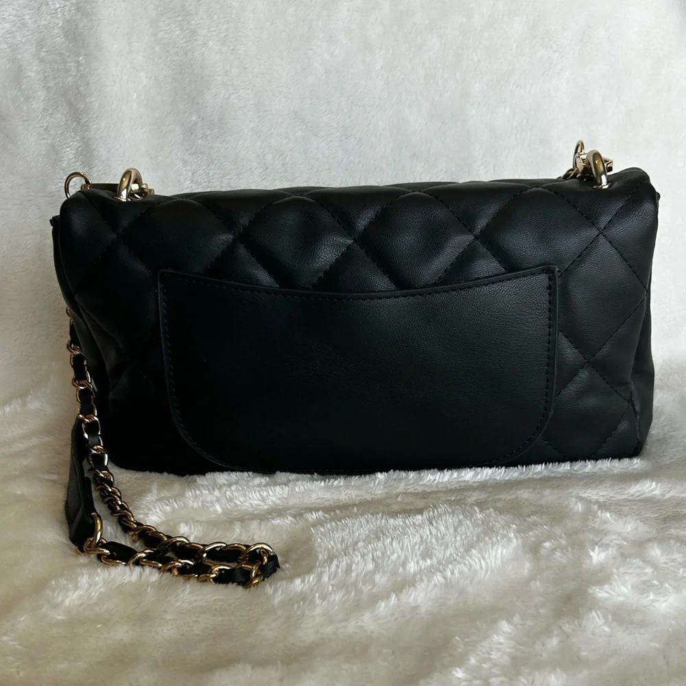 Badgley Mischka Quilted Studded Black Chain Shoulder Bag Crossbody