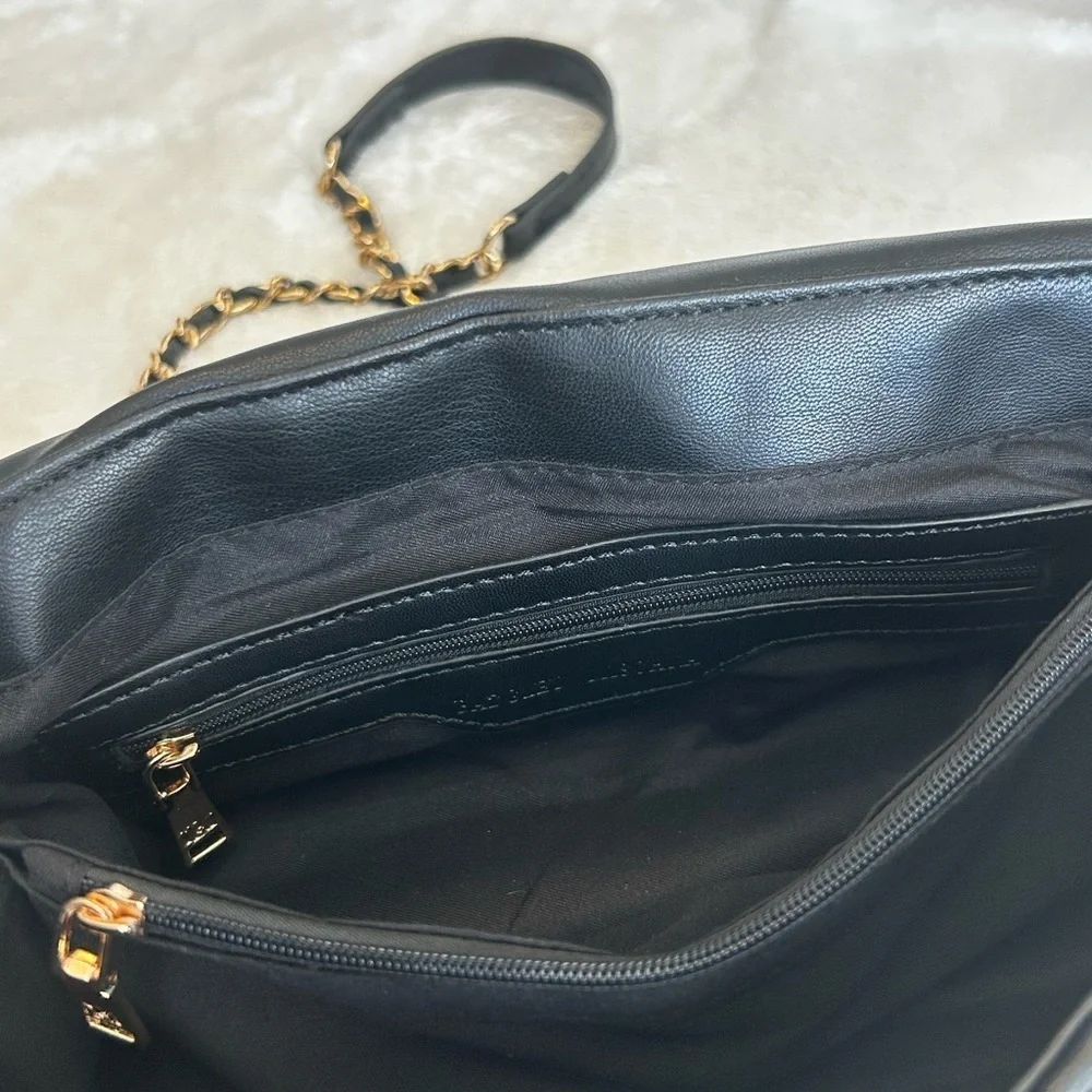 Badgley Mischka Quilted Studded Black Chain Shoulder Bag Crossbody