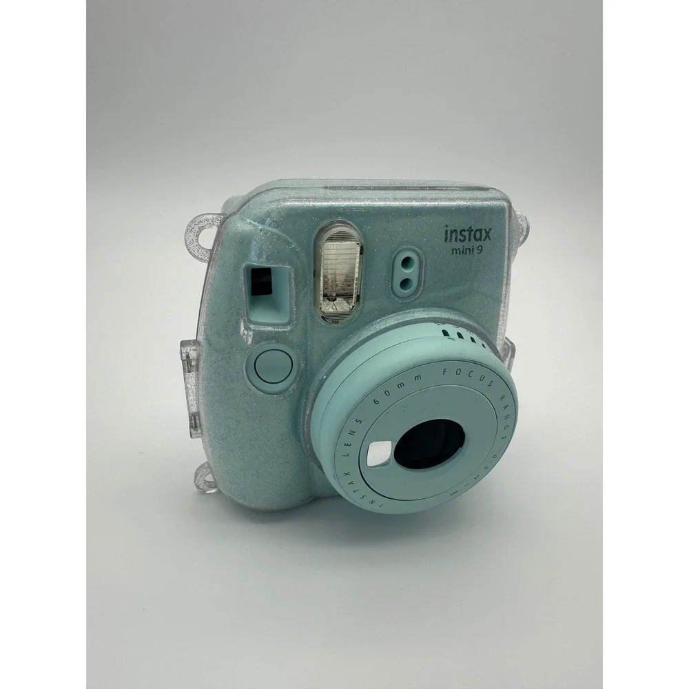 Fujifilm Instax Mini 9 Instant Camera Ice Blue with Clear Glitter Case