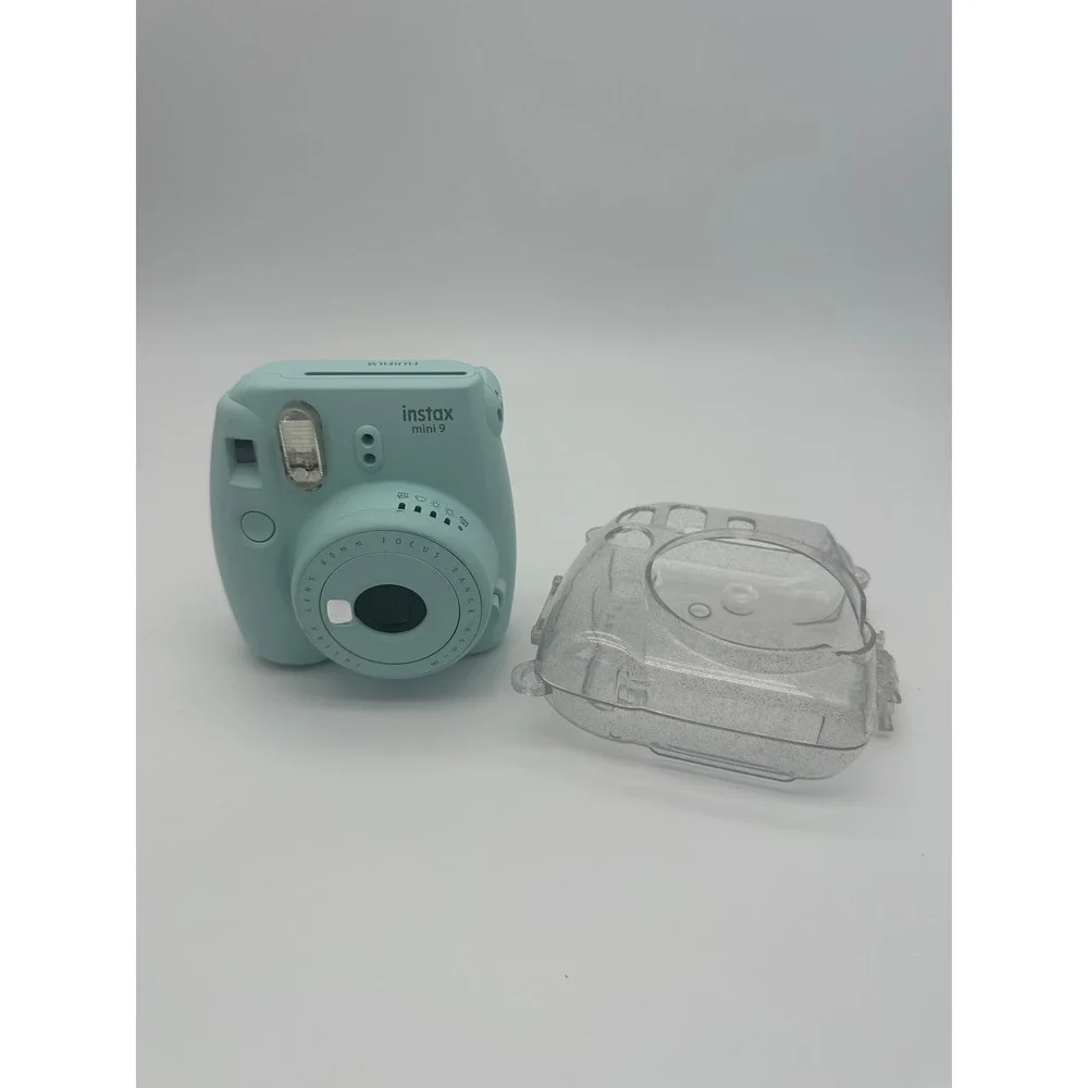 Fujifilm Instax Mini 9 Instant Camera Ice Blue with Clear Glitter Case