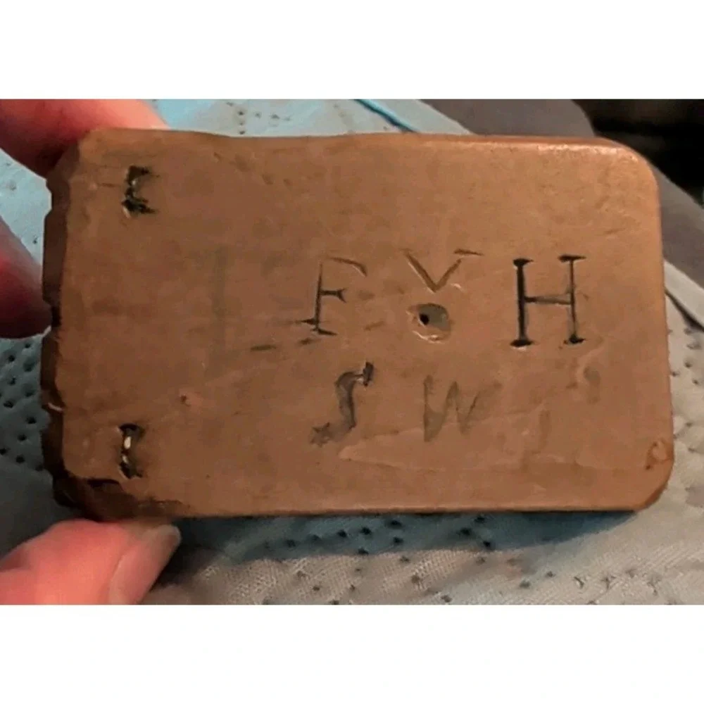 Antique  Wооden Folding  Pocket Compass Sundial Painted.Circa 1800.With Name.