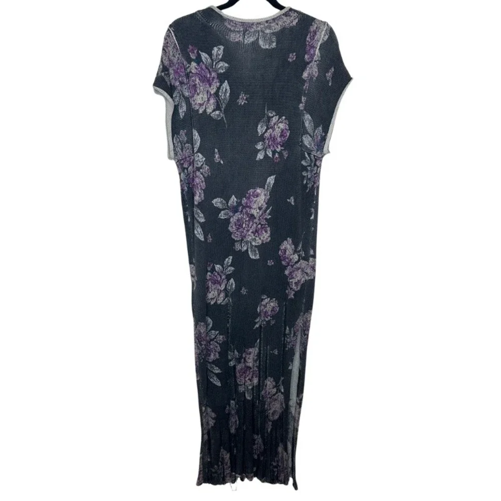 Free People Elaine Floral Knit Maxi Dress Purple Grey Size Small