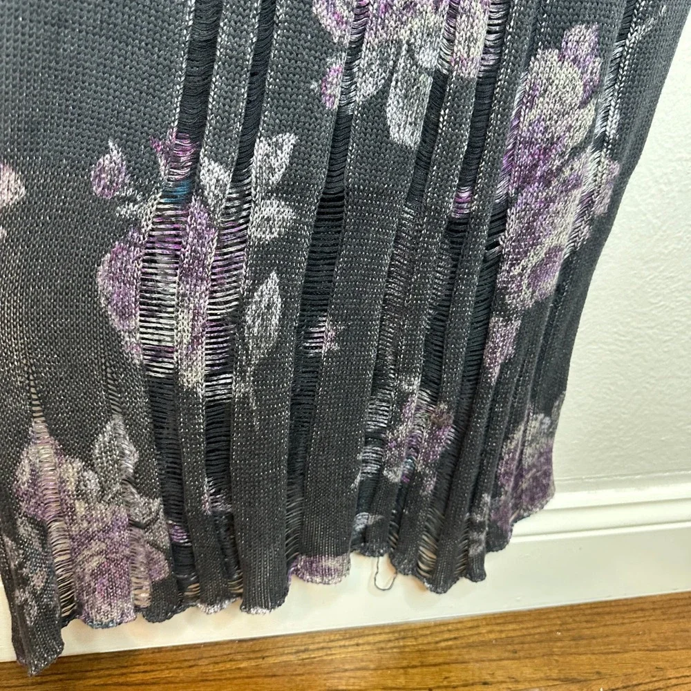 Free People Elaine Floral Knit Maxi Dress Purple Grey Size Small