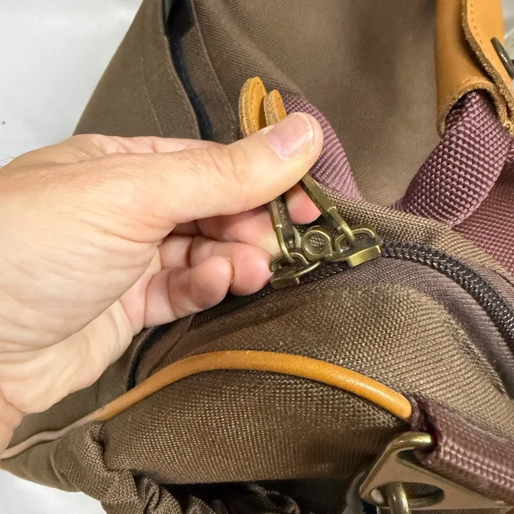 Vintage LL Bean Weekender Carry On Duffle Bag Brown Canvas Leather Travel