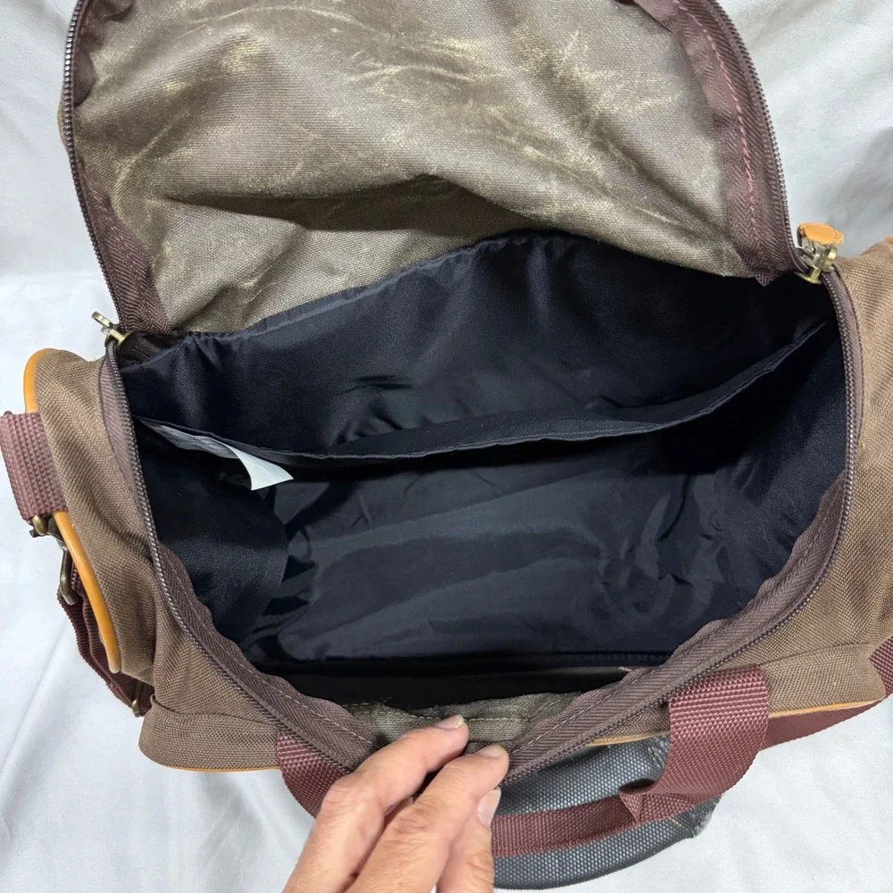 Vintage LL Bean Weekender Carry On Duffle Bag Brown Canvas Leather Travel