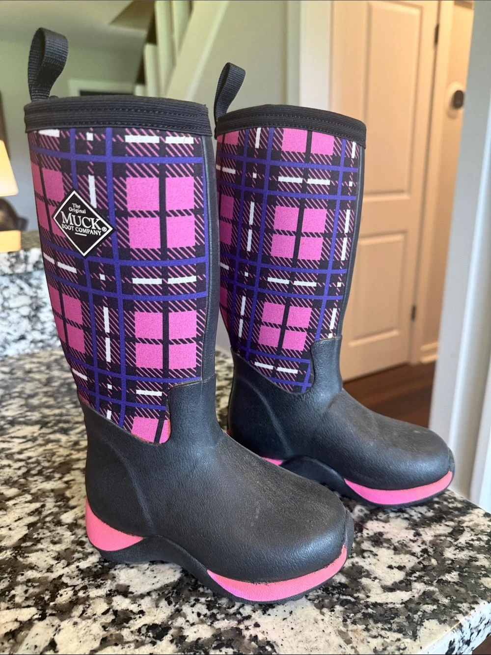 The Original Muck Boot Company Kids' Pink Plaid Rain & Snow Boots