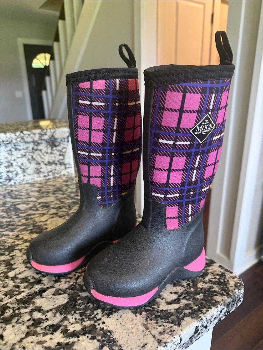The Original Muck Boot Company Kids' Pink Plaid Rain & Snow Boots