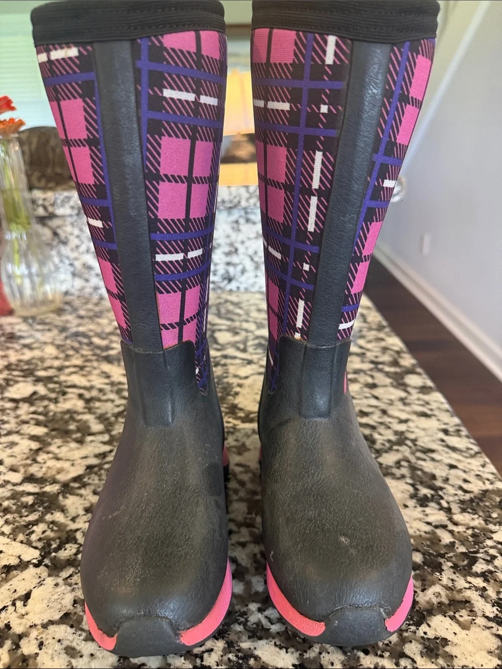 The Original Muck Boot Company Kids' Pink Plaid Rain & Snow Boots