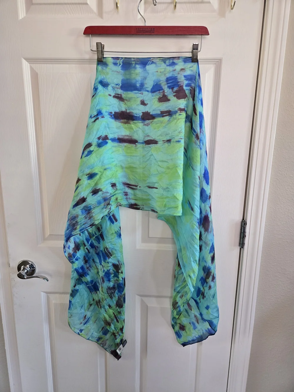 Silk Blue-Green Printed Scarf