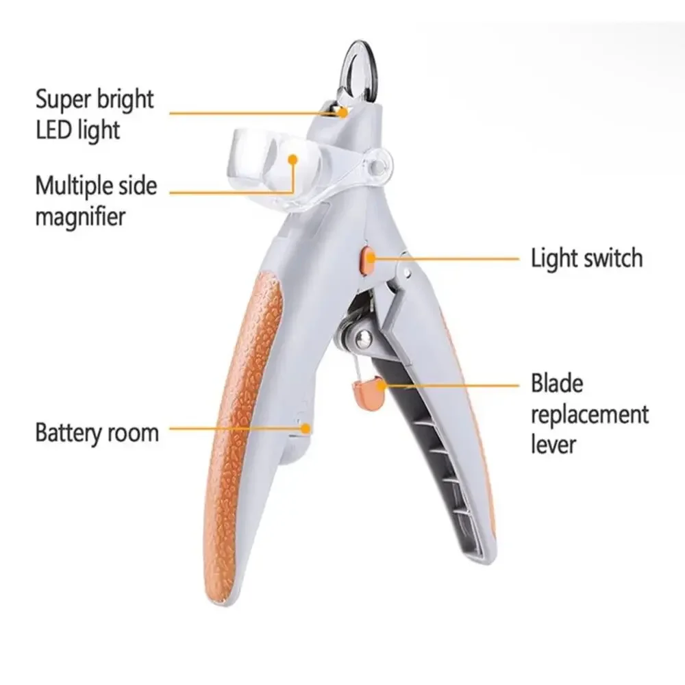 Pet Nail Clipper, 5X Magnification Pet Nail Scissor Safe with LED Light