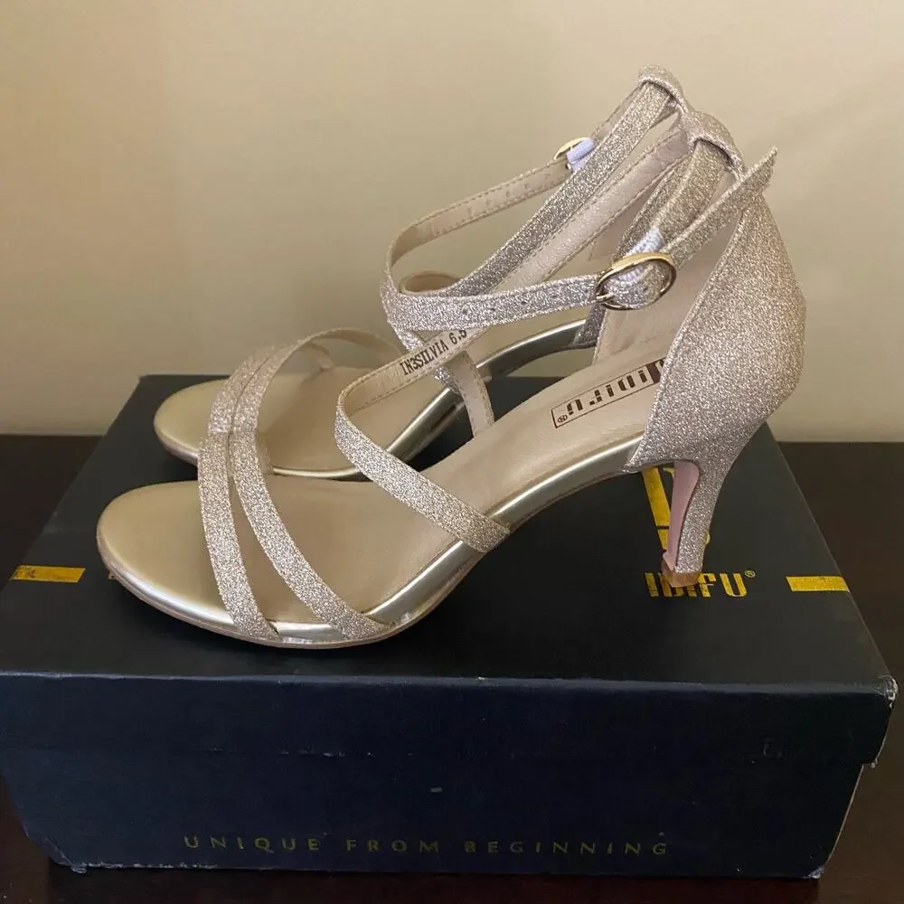 IDIFU Women's Heels Ankle‎ Strap Wedding Shoes