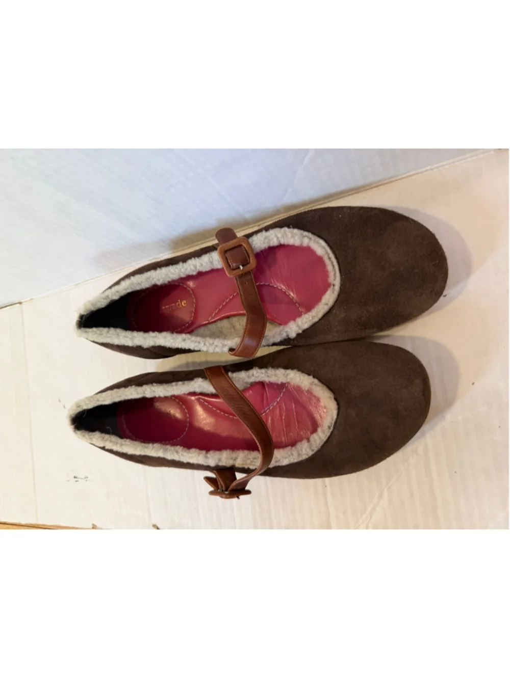 Kate Spade Brown Suede Shearling Lined Mary Jane Shoes Women’s Size 7.5 Ital