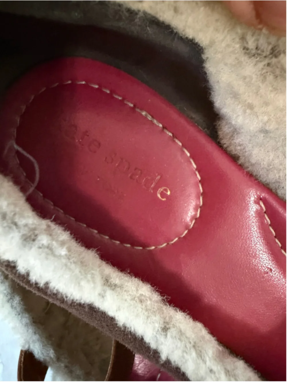 Kate Spade Brown Suede Shearling Lined Mary Jane Shoes Women’s Size 7.5 Ital
