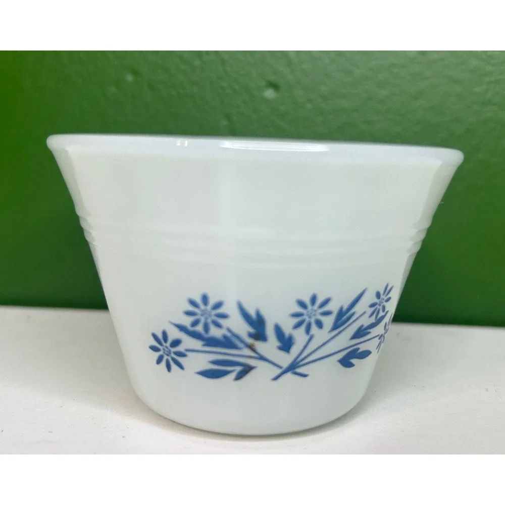 Vintage Pyrex Blue Onion Milk Glass Custard Cup Ramekin White 6oz 462 Bowl USA