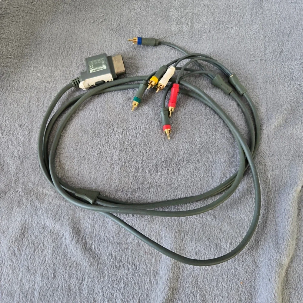 Microsoft Xbox 360 Component AV Cable Gold Plated RCA Video Lead Grey