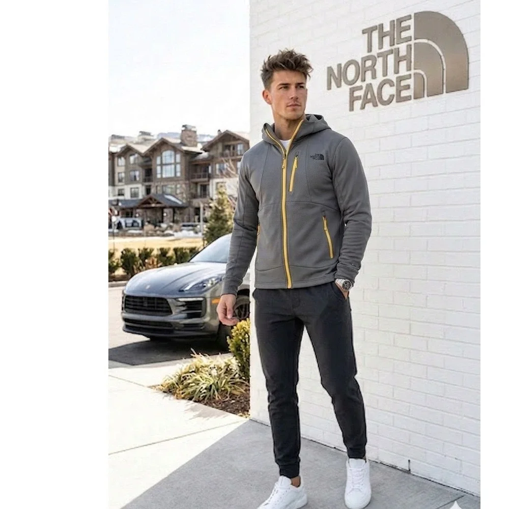 🔥The North Face‎ 🤑Steep Series Hoodie Flash Dry Full Zip Grey Yellow Men's S