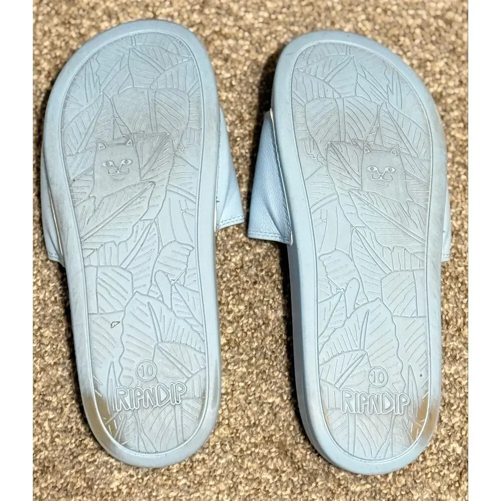 RIPNDIP Lord Nermal Light Blue Slide Sandals Men’s Size 10 Cat Flip Off