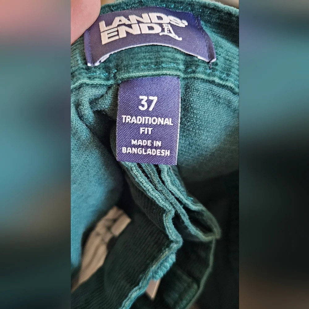 NWT Mens 37x29 Lands' End Slim Stretch Corduroy Pant Deep Balsam