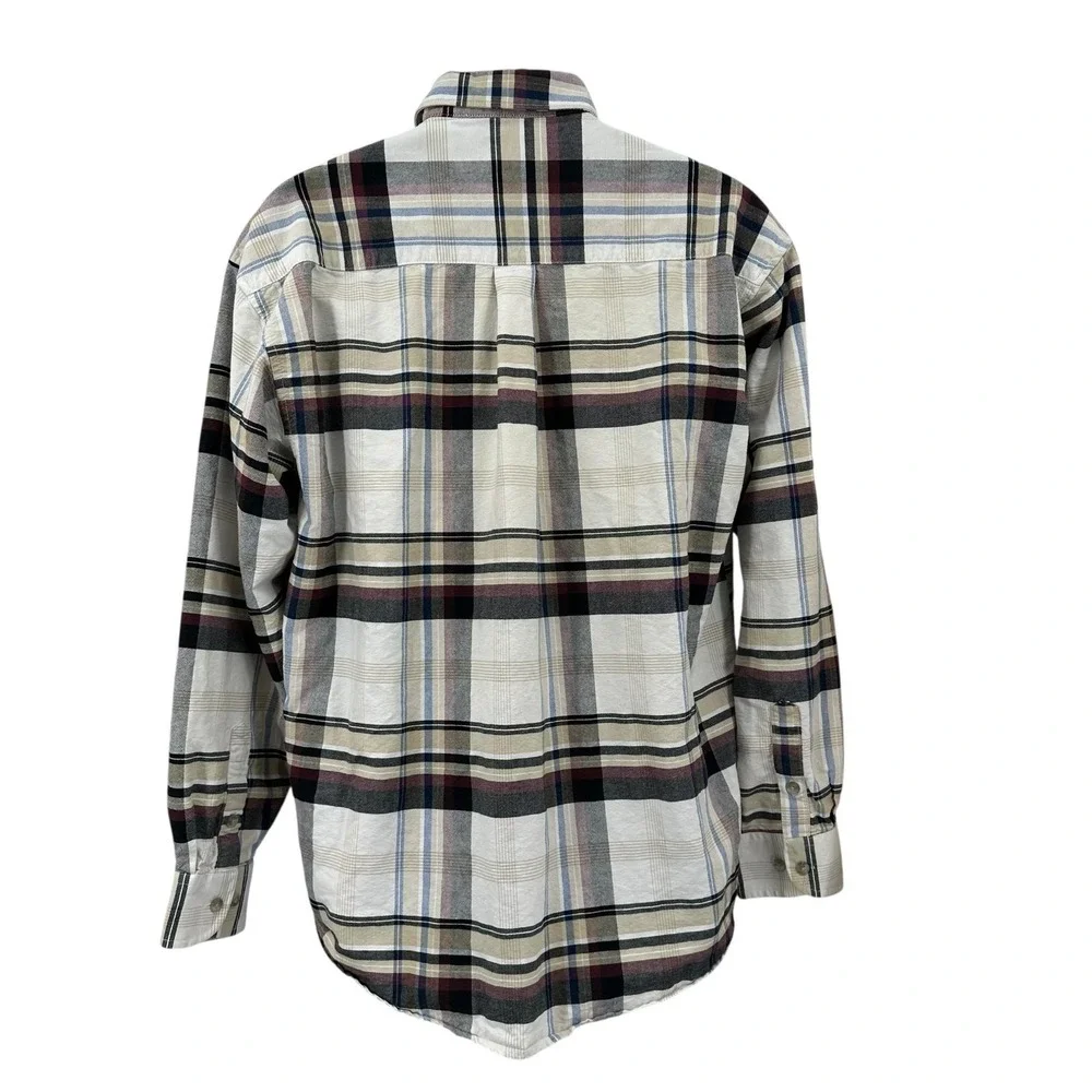 Wrangler TWENTY X Shirt Cream & Brown‎ Plaid Button Down Long Sleeve Men's XL