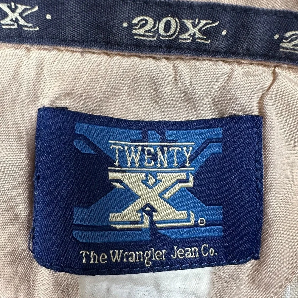 Wrangler TWENTY X Shirt Cream & Brown‎ Plaid Button Down Long Sleeve Men's XL