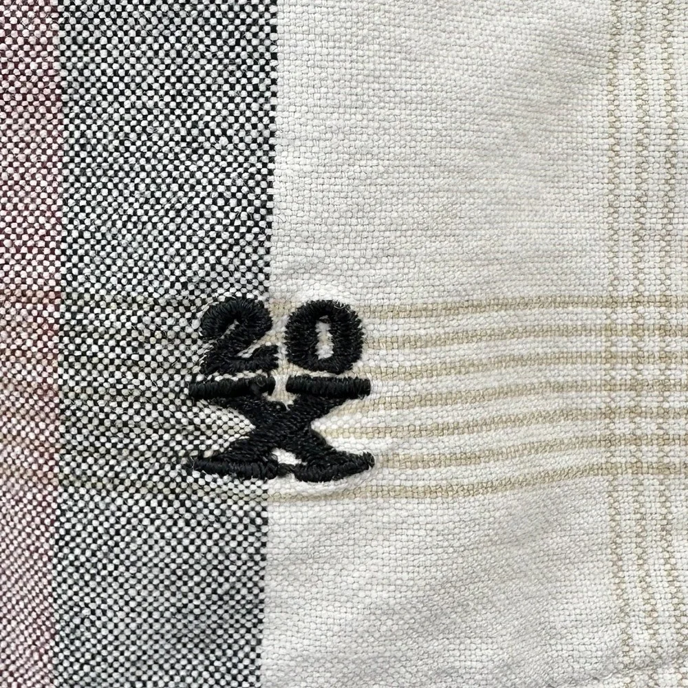 Wrangler TWENTY X Shirt Cream & Brown‎ Plaid Button Down Long Sleeve Men's XL