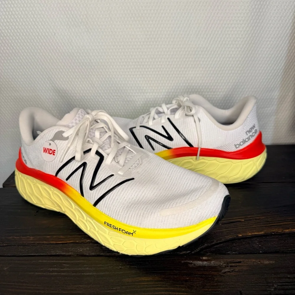 New Balance White and Yellow Athletic Shoes
